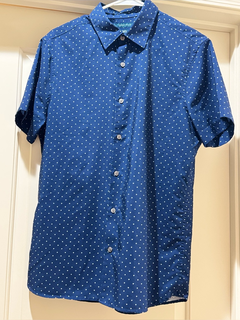 Perry Ellis Navy Blue Short-Sleeve Button-Down
